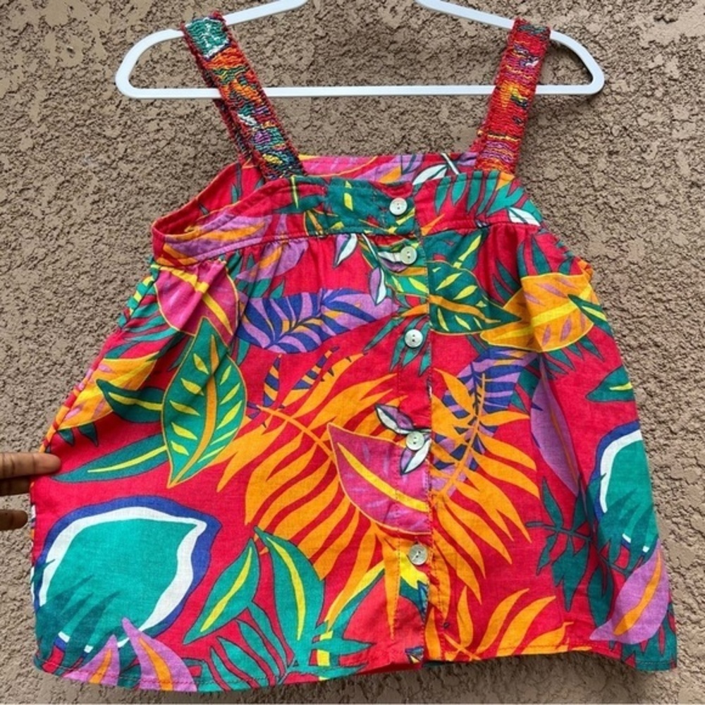 C&C California Red Tropical Print Button-Front Tank - Picture 2 of 9